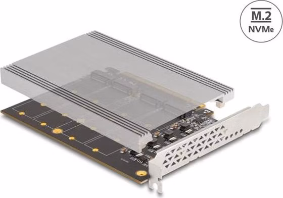 Delock Karta PCI Express x16 na 4 x interní M.2 Key M NVMe s chladičem - rozvětvení (DxŠ 145 x 111 mm)