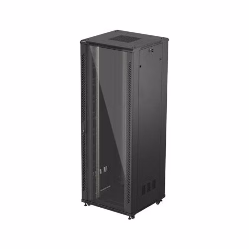 19" VOLNĚ STOJÍCÍ RACKOVÁ SKŘÍŇ 47U 800X800 ČERNÉ SKLENĚNÉ DVEŘE LANBERG (PLOCHÉ BALENÍ)