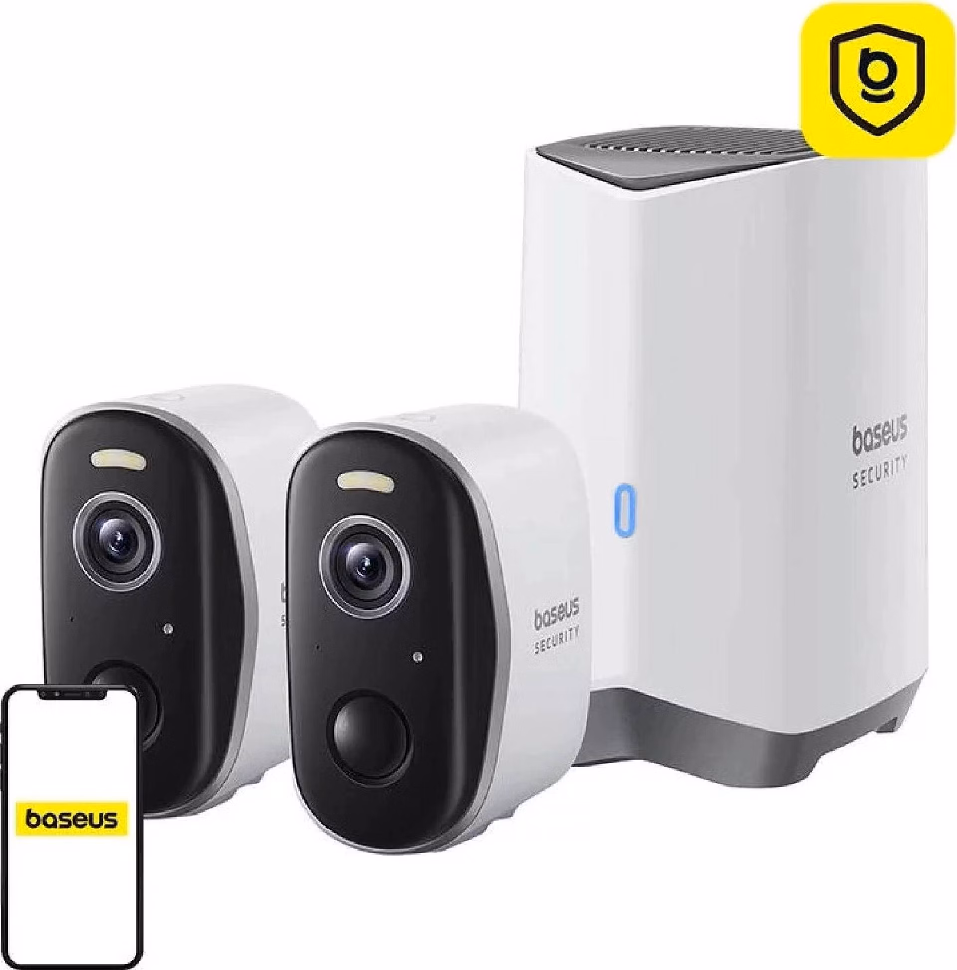 Baseus Venkovní kamera Security N1 Plus 2K (sada 2ks+centrální stanice) bílá