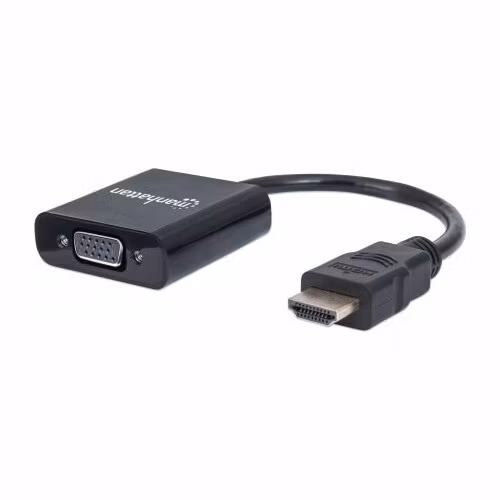 MANHATTAN Prevodník HDMI na VGA (HDMI samec na VGA samica, čierny, Polybag)