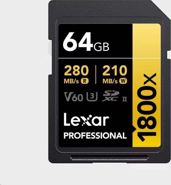 Lexar SDXC Pro 1800x U3 UHS-II R280/W210 (V60) 64GB