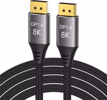 PremiumCord DisplayPort 1.4 přípojný kabel 32,4Gbit/s, rozlišení 8K, kovové a zlacené konektory, 1m