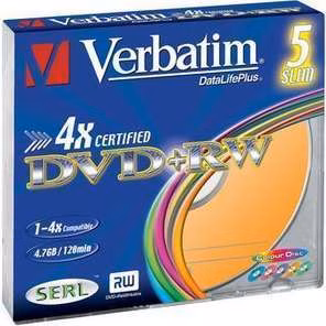 VERBATIM DVD+RW(5-Pack)Slim/Colour//4x/DLP/4.7GB