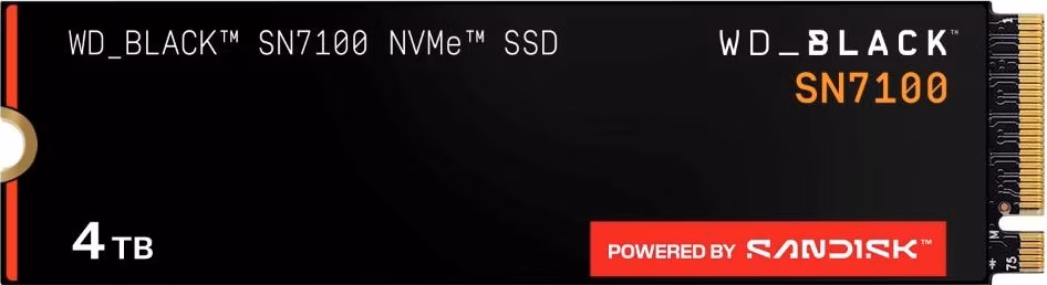 WD BLACK SSD NVMe 4TB PCIe SN7100 Powered by SanDisk, Gen4, (R:7250, W:6900MB/s)