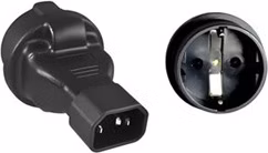 Premium Cord Adaptér IEC C14 male na SCHUKO CEE 7/3 female, napětí 230V, max.proud 10A