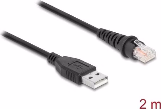 Delock Kabel z rozhraní RJ50 na USB 2.0 Typu-A ke čtečce čárových kódů, 2  m
