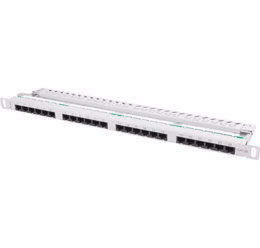 PATCH PANEL 24 PORTOV 0,5U 19" CAT.5E UTP ŠEDÝ LANBERG