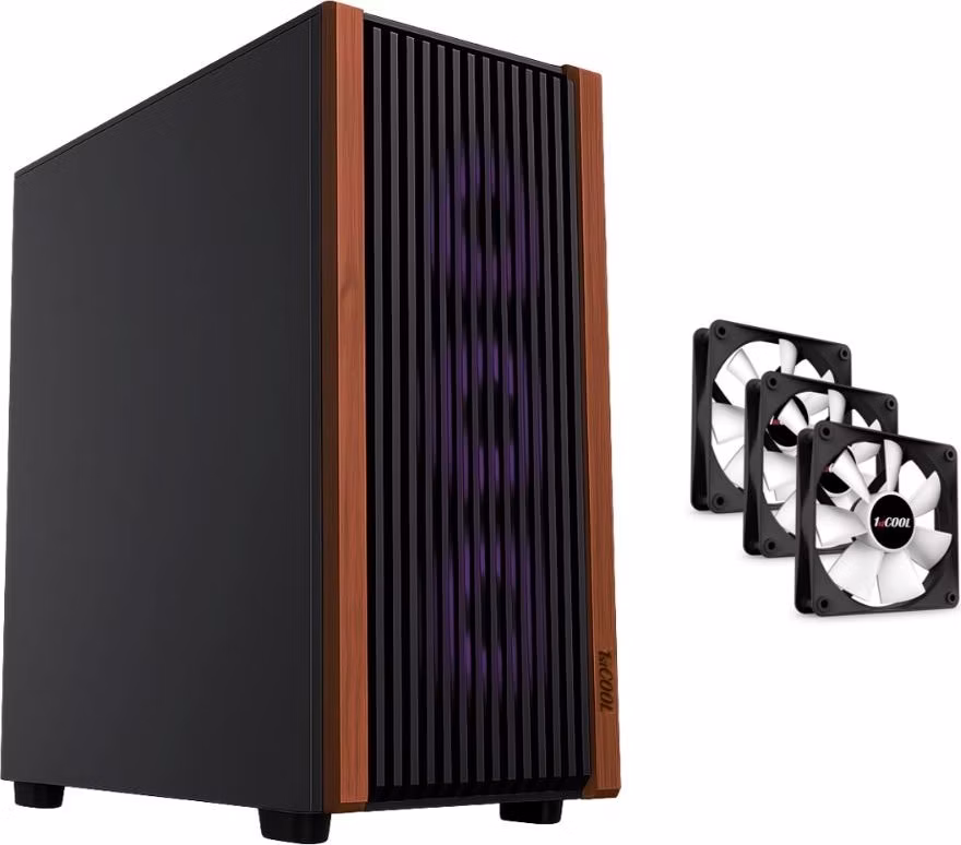 1stCOOL G6 Noble Wood Decor, skrinka ATX, USB3.0, USB-C, 3x ventilátor