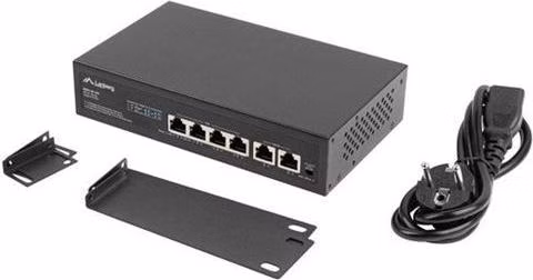 LANBERG SWITCH  4X 100MB POE+/2X 100MB UNMANAGED RACK 10"/19" FAST ETHERNET 60W