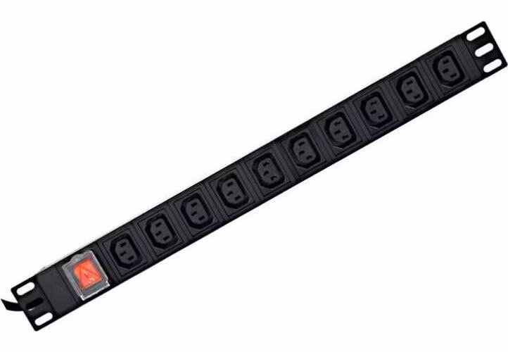 GEMBIRD rozvodná jednotka PDU s 10 zásuvkami C13, výška 1U, proud 16 A, zástrčka C19, kabel 2 m