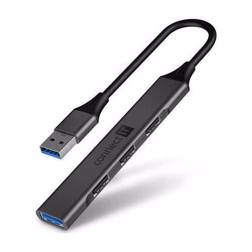 CONNECT IT USB-A hub, (1xUSB-A 3.0, 3xUSB-A 2.0), externí, ANTRACITOVÝ