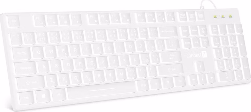 CONNECT IT Chocolate WhiteStar kancelářská podsvícená klávesnice (CZ + SK verze) WHITE