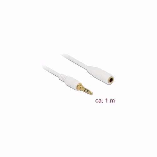 Delock Stereo Jack prodlužovací kabel 3,5 mm 3 pin samec na samici 1 m bílá