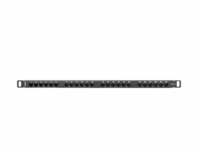 LANBERG PATCH PANEL 24 PORTŮ 0,5U 19" CAT.6 UTP ČERNÝ LANBERG