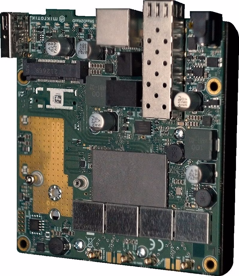 MIKROTIK RouterBOARD L23UGSR-5HaxD2HaxD + L4 (800MHz, 256MB RAM, 1x GLAN, 1x SFP 2,5Gbps, 1x802.11ax) deska