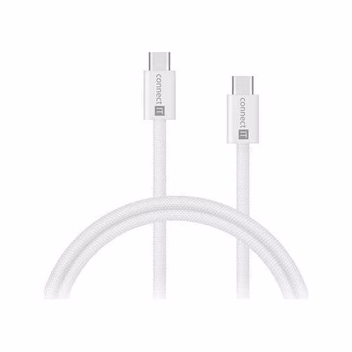 CONNECT IT Wirez kabel USB-C -> USB-C, 60 W, 1 m, BÍLÁ