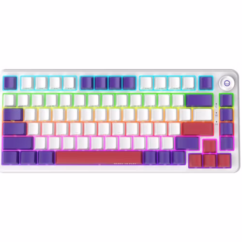 Lorgar KBA4175WH, mechanická herná klávesnica, 82 klávesov, Toxic Purple Switch, Hot-Swap, RGB, USB-C
