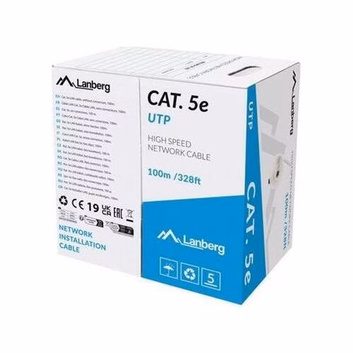 LANBERG LAN KABEL CAT.5E UTP 100M SOLID CU GREY CPR + FLUKE PASSED