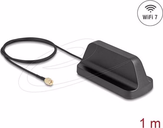 Delock WiFi 7 Anténa RP-SMA samec 2,5 - 3,6 dBi všesměrová s magnetickou základnou a připojovací kabel ULA100 1 m