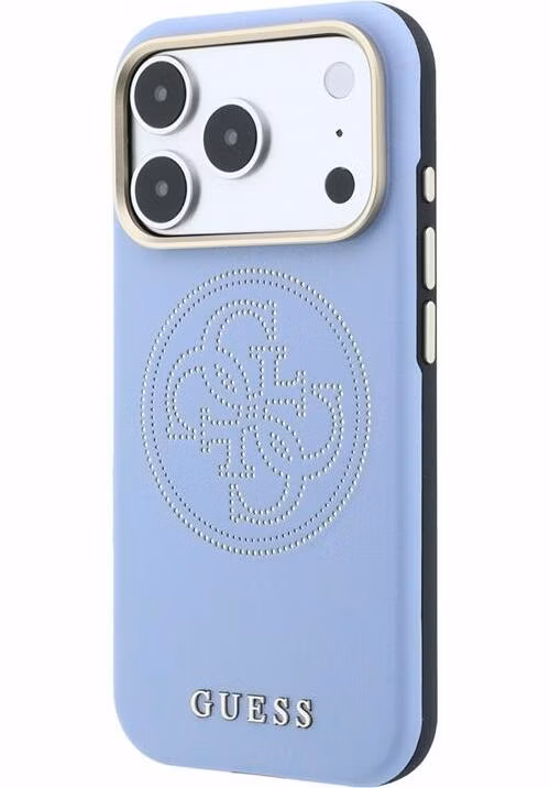 Guess PU Semi Wrap Perforated 4G Logo MagSafe kryt iPhone 18 Pro Max modrý