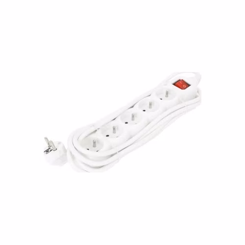 OMEGA Prodlužovací zásuvková lišta s 5 zásuvkami 3,0M 16A 5 SOCKET TYPE E FRENCH WHITE