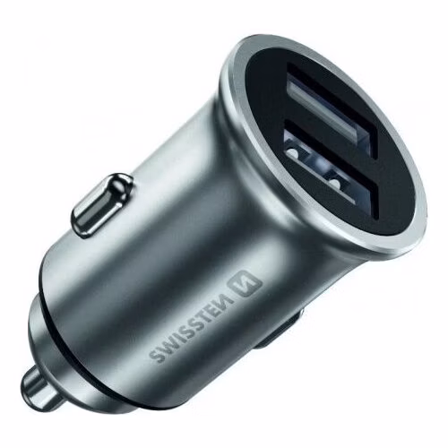 SWISSTEN CL ADAPTÉR 2x USB 4,8A METAL STŘÍBRNÝ