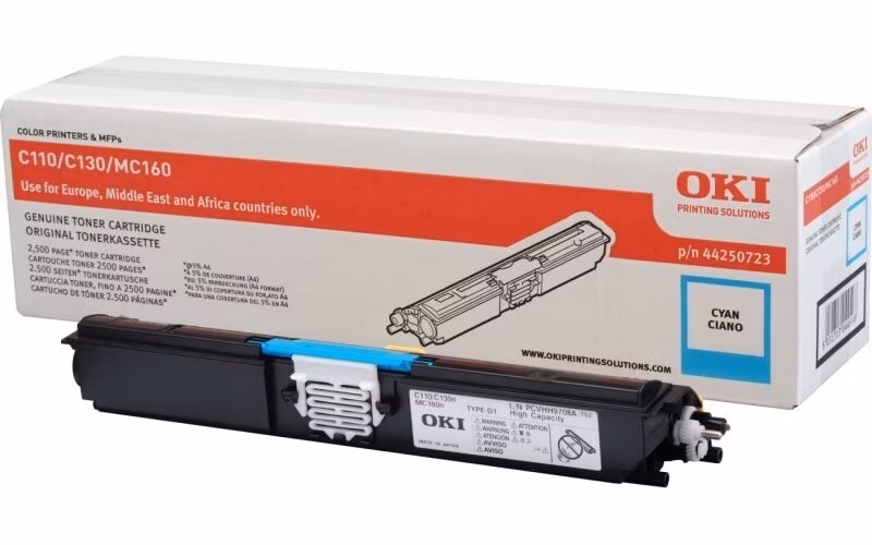 OKI originál tonerová kazeta 44250723/ C110/ C130/ 2500 stran/ azurová