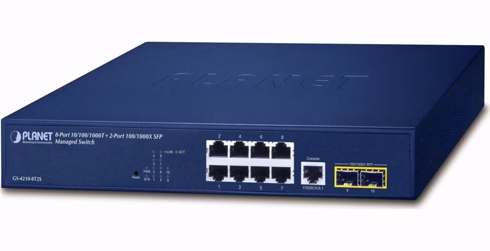 Planet GS-4210-8T2S L2 switch, 8x1Gb, 2x1Gb SFP, QoS