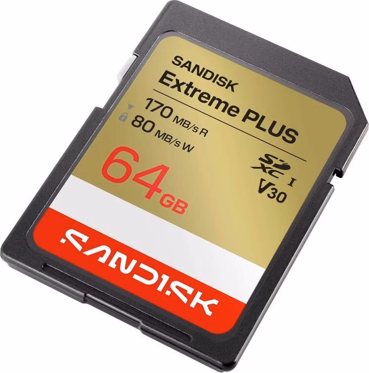 SanDisk SDXC karta 64GB Extreme PLUS (R170/W80 MB/s Class 10, UHS-I U3 V30)