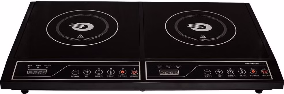 Orava VP-40i indukční dvouplotýnka, 3500 W, LED displej, časovač, 8 úrovní výkonu, 18 dB, černá