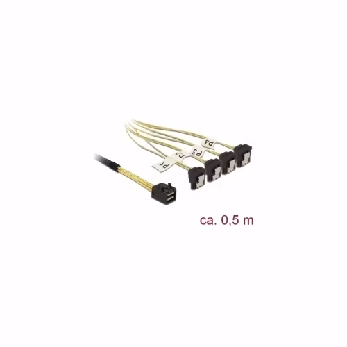 Delock Kabel Mini SAS HD SFF-8643 > 4 x SATA 7 Pin pravoúhlý 0,5 m