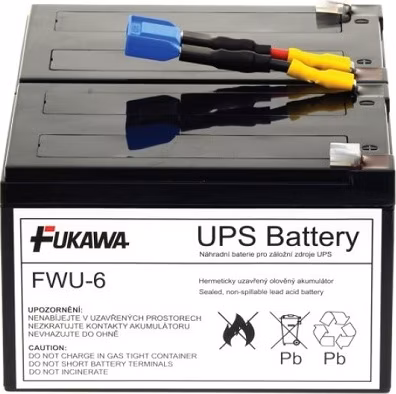 Batéria - FUKAWA FWU-6 náhradná batéria pre RBC6 (12V/12Ah, Faston 250, 2ks), životnosť 3-5 rokov