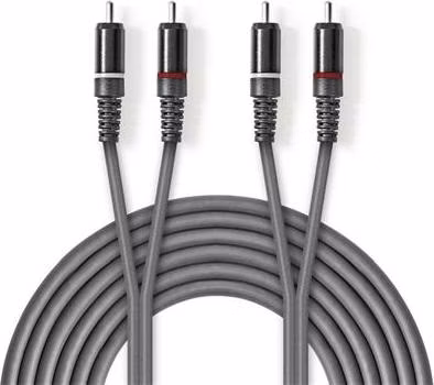 Nedis COTH24200GY15 - Stereofonní Audio Kabel | 2x RCA Zástrčka – 2x RCA Zástrčka | 1,5 m | Šedá barva