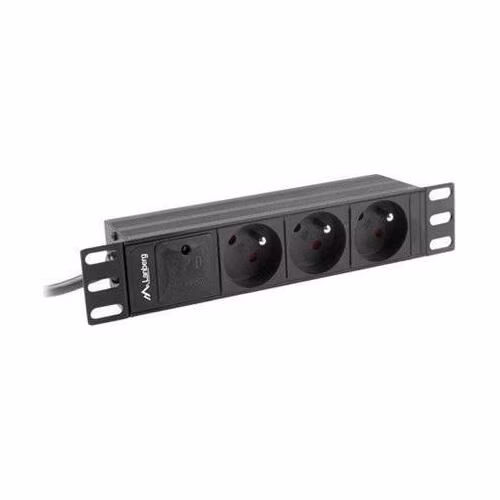 LANBERG POWER DISTRIBUTION UNIT (PDU) 10" LANBERG 1U 16A 2M 3X FRENCH OUTLETS BLACK