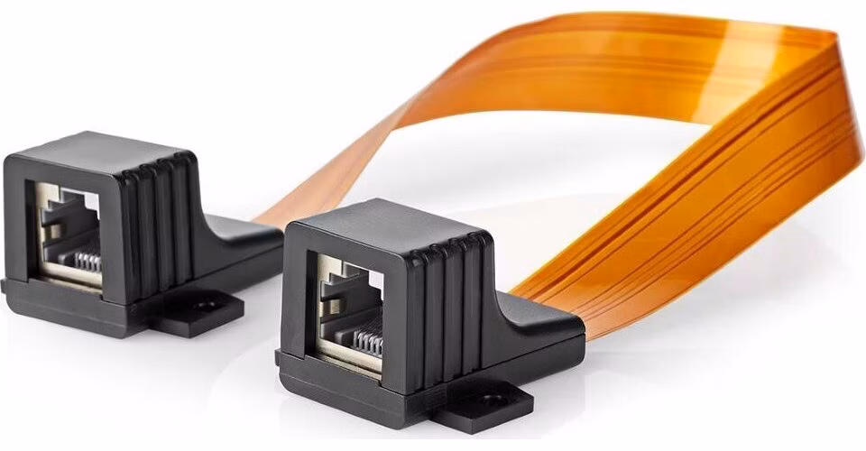 NEDIS Cat 5e UTP kabel/ RJ45 zásuvka - RJ45 zásuvka/ na okenní rámy/ vnitřní a venkovní/ plochý/ nylon/ černý/ box/ 30cm