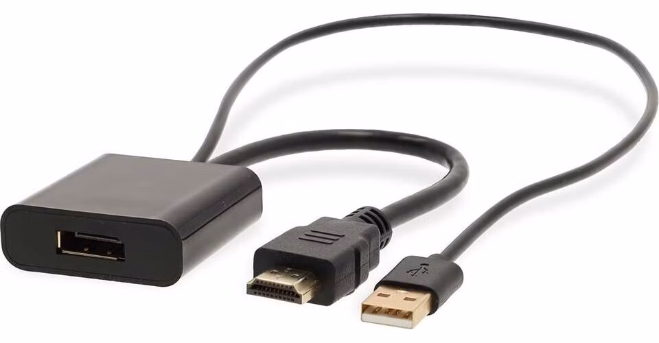 NEDIS adaptérový kabel HDMI - DisplayPort/ zástrčka HDMI - zásuvka DisplayPort/ USB napájení/ 20cm/ box/ černý