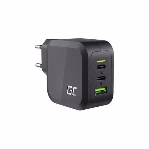 Green Cell GC PowerGaN 65W Charger (2x USB-C Power Delivery, 1x USB-A compatible with Quick Charge 3.0)