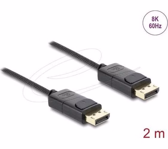 Delock Koaxiální kabel DisplayPort 8K 60 Hz s pleteným opláštěním 2 m