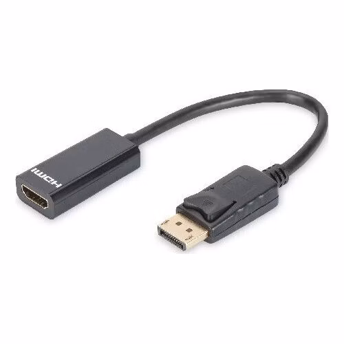Digitus DisplayPort adapter cable, DP - HDMI type A M/F, 0.15m,w/interlock, DP 1.1a compatible, CE, bl