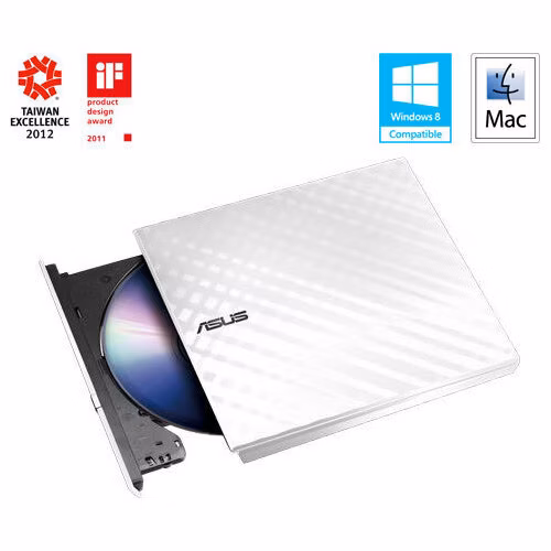 ASUS DVD Writer SDRW-08D2S-U LITE/WHITE, externá štíhla DVD-RW, biela, USB