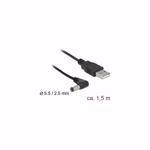 Delock USB Power Cable to DC 5.5 x 2.5 mm male 90° 1.5 m