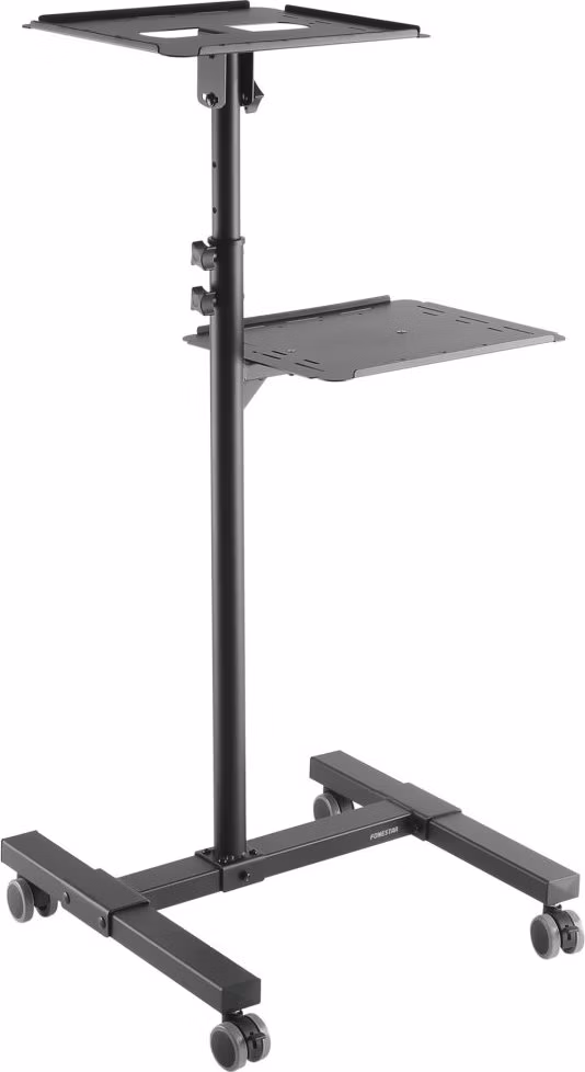 Fonestar Mobilní stojan pro projektor/notebook, nosnost 10 kg, 2 police, výška 95–145 cm, náklon, kolečka, černý