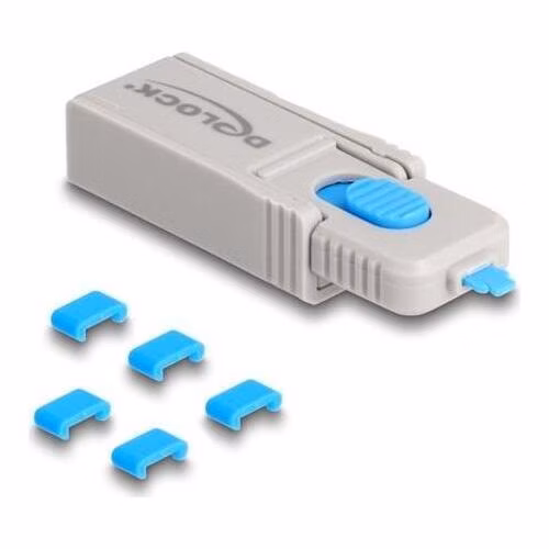 Delock Sada blokacích portů USB Type-C™ na zásuvkové porty Type-C™; 5 ks + nástroj na zamykání