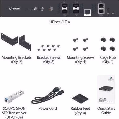 Ubiquiti UFiber OLT 4 - 4x GPON port, 1x SFP+ port, 35W + 1x UFiber GPON B+ modul