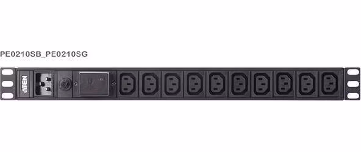 Aten PE0210S Základní 1U PDU s přepěťovou ochranou 16A Vstup C20 výstup 10X C13