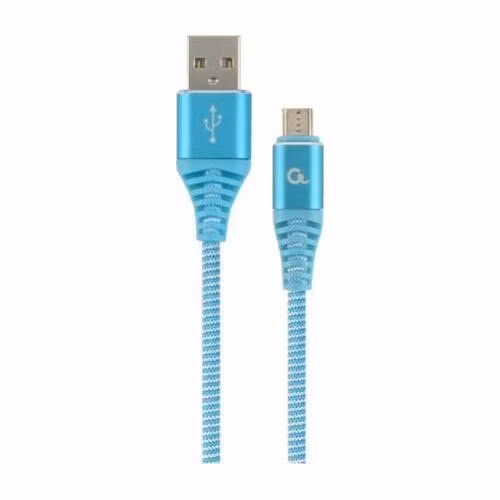 GEMBIRD prémiový nabíjecí a datový kabel Micro-USB, opletený bavlnou, 2 metry, modro-bílý