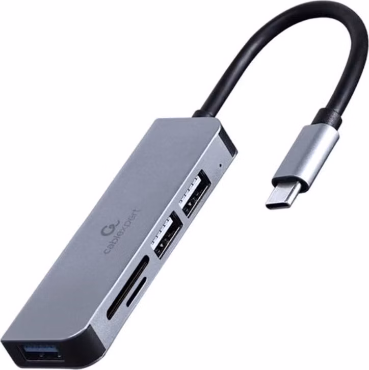 GEMBIRD hub, 3-port USB 3.1, Type-C, se čtečkou karet