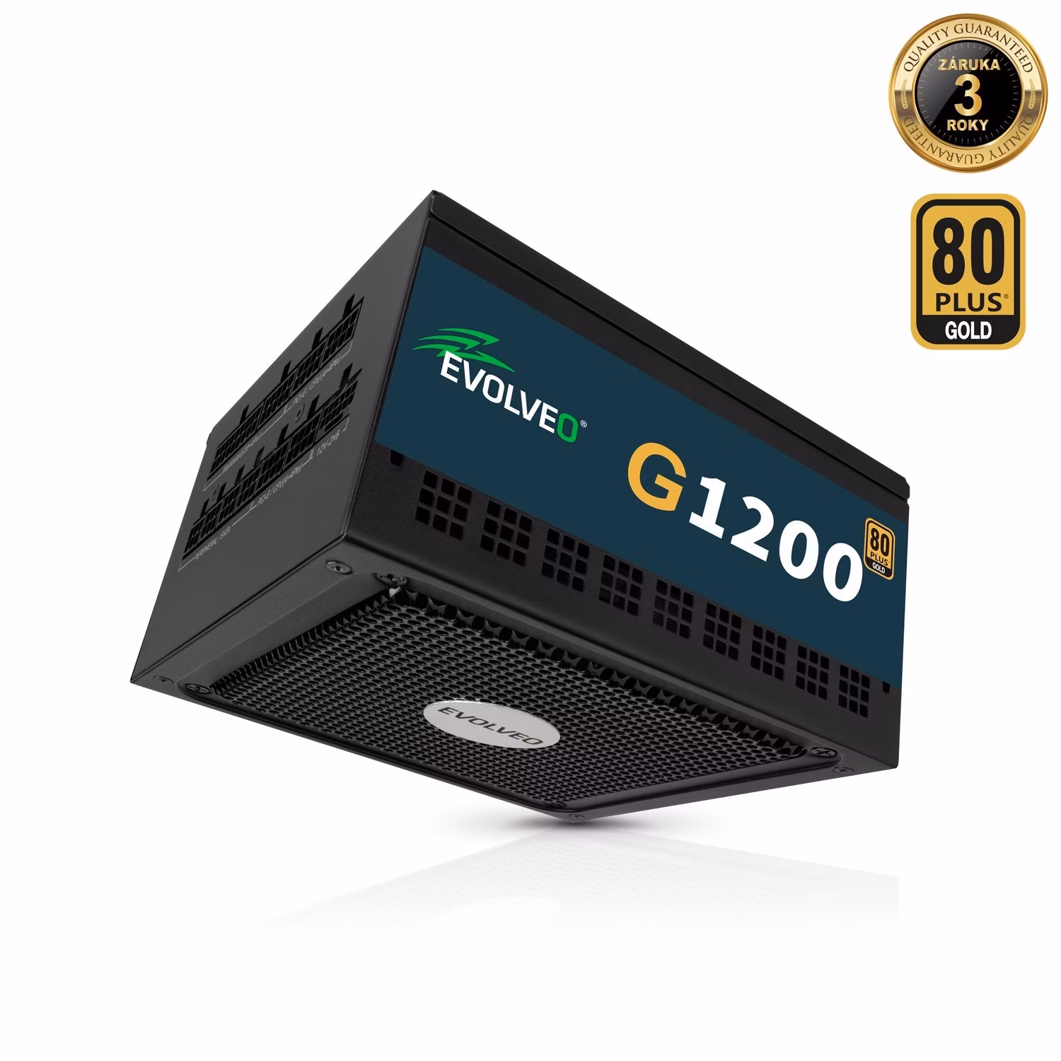 EVOLVEO G1200 zdroj 1200W, 80+ GOLD, ATX 3.1, PCIe 5.1, aPFC, 140mm ventilátor, modulární, záruka 3 roky, černý