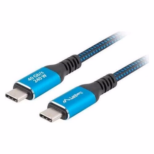 Lanberg KABEL USB-C M/M 4.0 1,5 M 240W 8K 60HZ ČERNO-MODRÝ