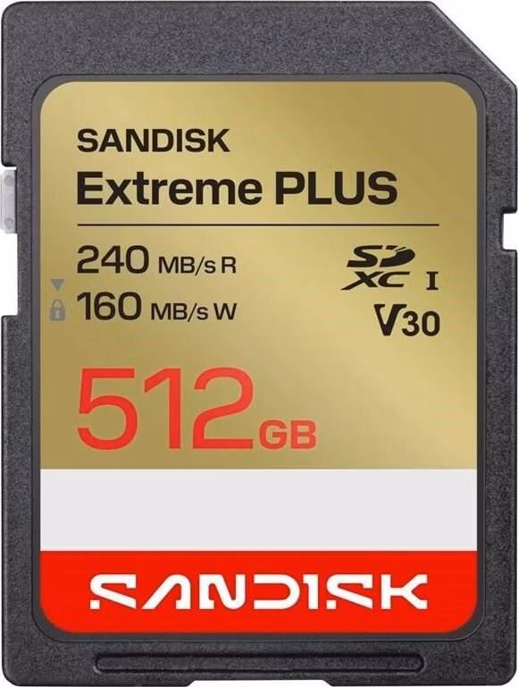 SanDisk SDXC karta 512GB Extreme PLUS (R240/W160 MB/s Class 10, UHS-I U3 V30)